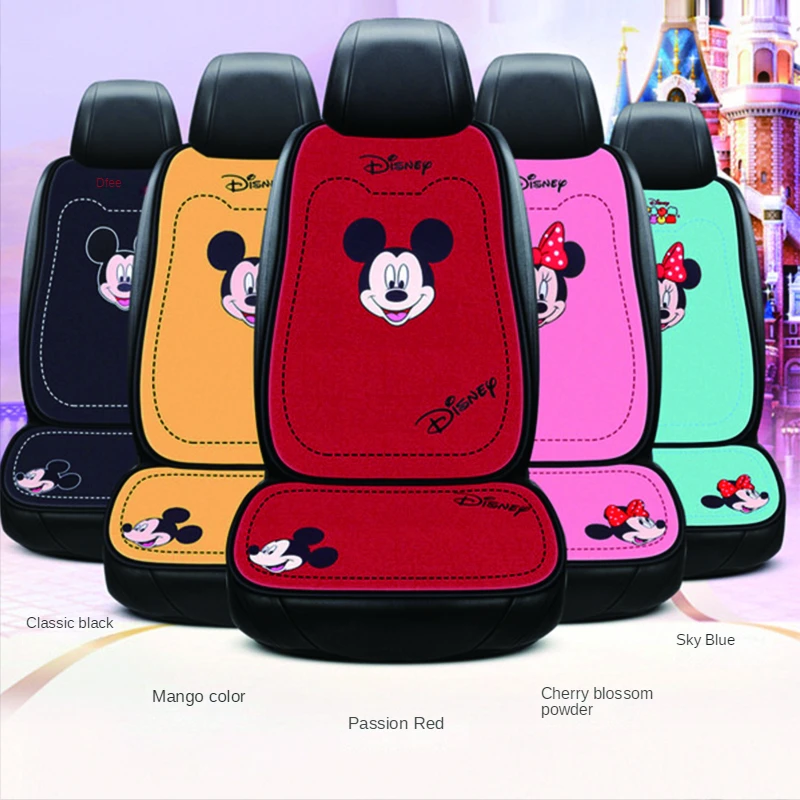 

Disney Car Cushion Single-Piece Cartoon Linen Four Seasons Universal Rear Seat Cushion Cute Car Seat Cover Sets for Women Girls