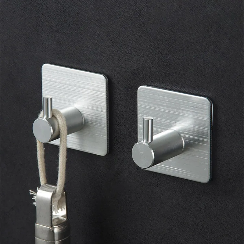 

Aluminium Alloy Waterproof Traceless Hanging Hooks Bathroom Accessories Key Holder Coat Clothes Rack Self Adhesive 1Pcs 3Colors
