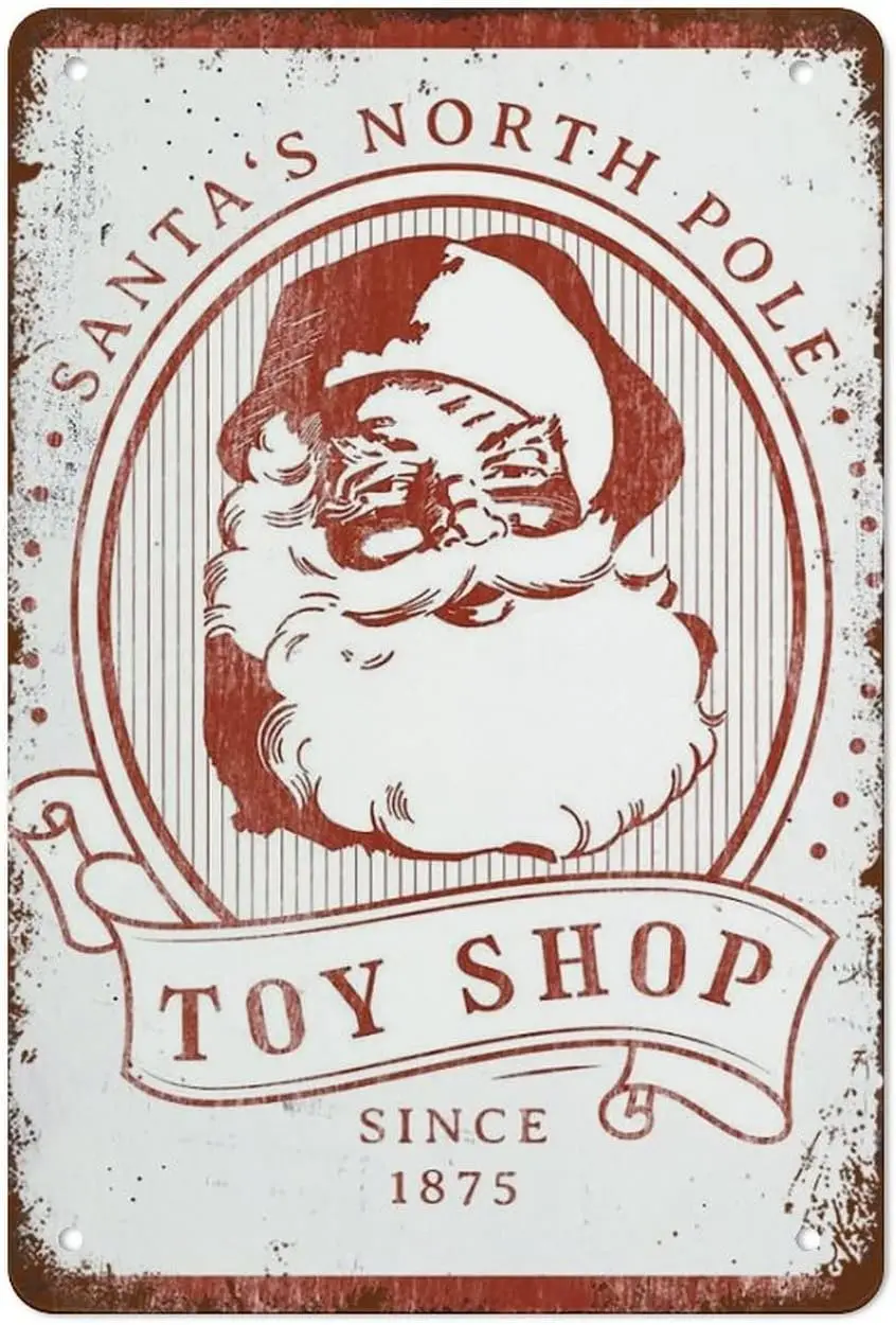 

Metal Tin Sign Vintage Metal Signs Santa's Toy Shop Christmas Sign Farmhouse Sign Retro Wall Decor Tin Sign Funny