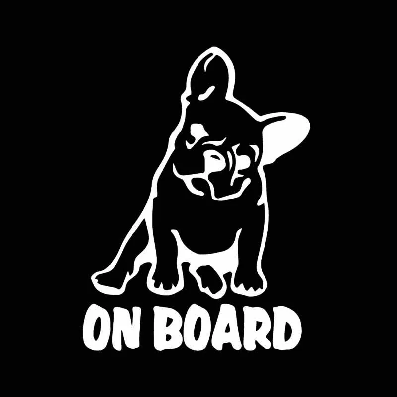 

Car Sticker Vinyl Decal Dog French Bulldog On Board Cartoon Black/Silver 10.9X14.6CM