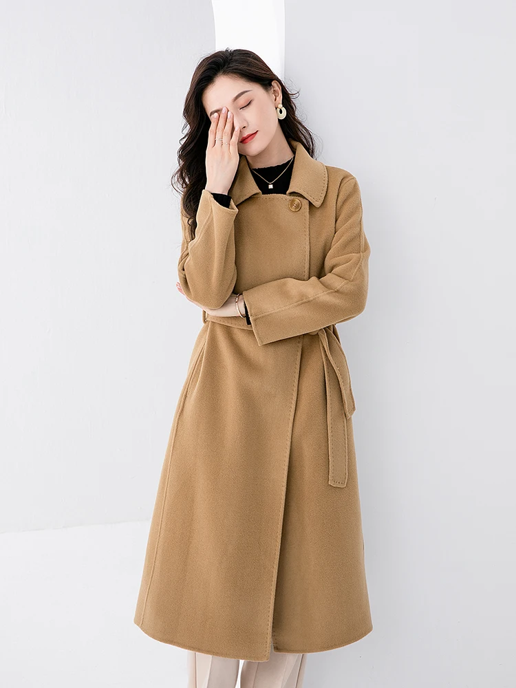 

100% Pure Wool Coat For Women Double-sided Autumn And Winter Long Warm And Fashionable Woolen Coat