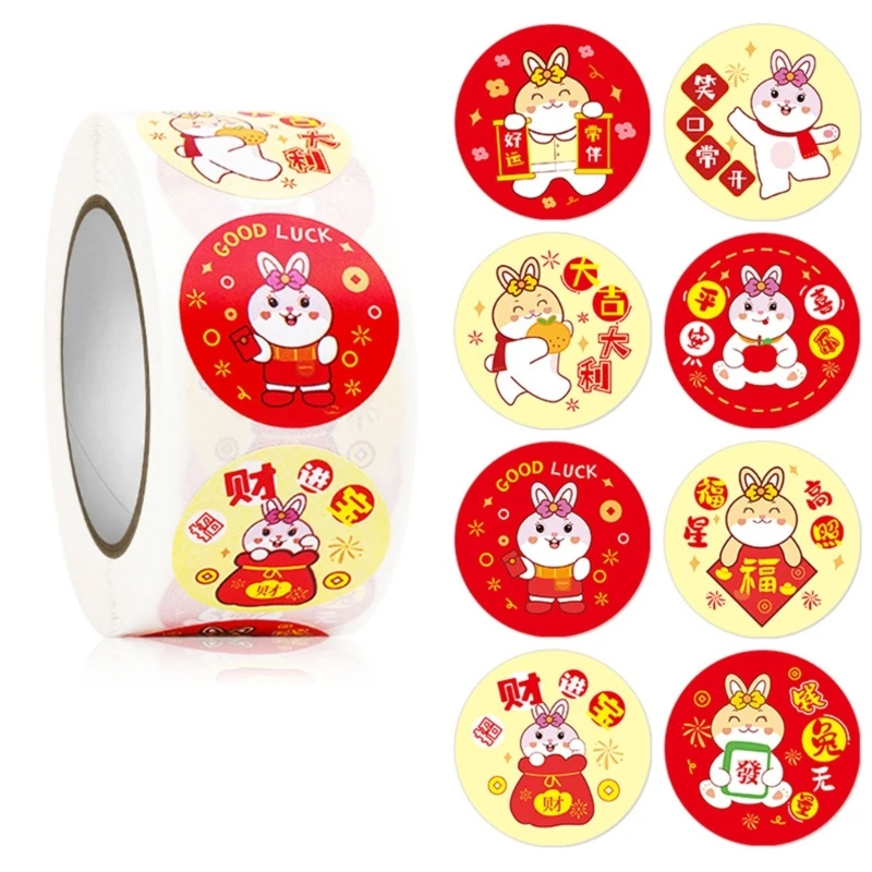 

500Pieces Happy New Year Stickers Holiday Greeting Label Decorative Stickers for Home Festival Gift Cards Envelopes Box