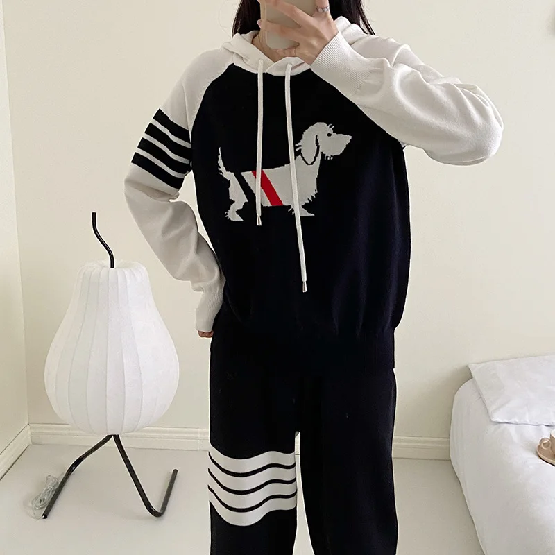 

High-quality TB Casual Hooded Drawstring Pullover Slim Fit Shows Skinny Puppy Fashion Versatile Knit Top