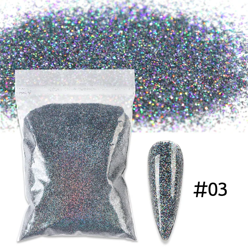 4Bag*50g Pure Black Chunky Nail Glitter Powder Holographic Sparkly Mixed Hexagon Sequins Decoration Nails Accessories Supplies
