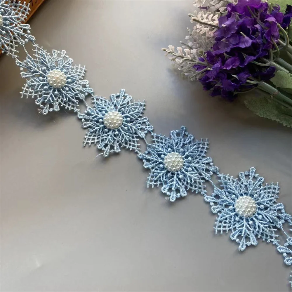 20X синий жемчуг цветок ручной работы вышитые бисером кружева бабочка Снеговик