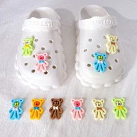 1pcs sale cartoon hollow bear sneakers shoe buckle novelty cute croc shoes charms accessories decorations clogs girls x mas gift
