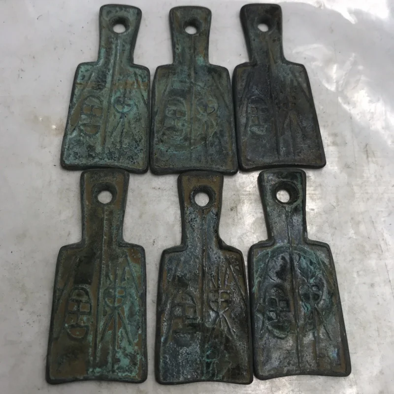 Старинная копия монеты для библиотеки с тремя отверстиями Ван Манг Цянь нож Ци