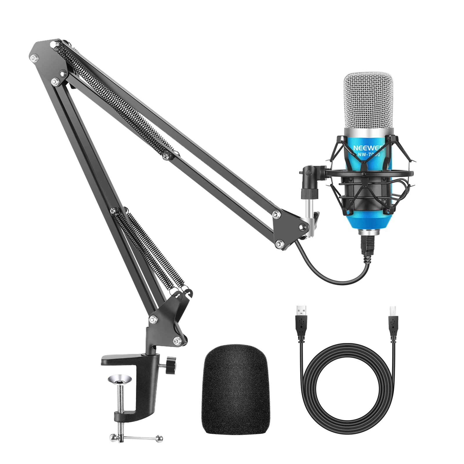 

Neewer usb microphone for Windows and Mac with suspension scissor arm stand Shock Mount and table mounting clamp kit for Sound