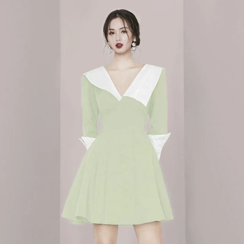 

Женское асимметричное платье контрастной расцветки, весна-лето 2022