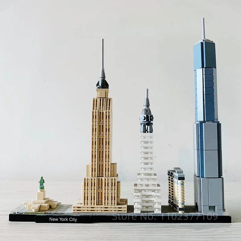 

New York City Architecture Skyline Building Blocks Set Tower Edifice Bricks Town Street View Assemble Toys For Children Gifts