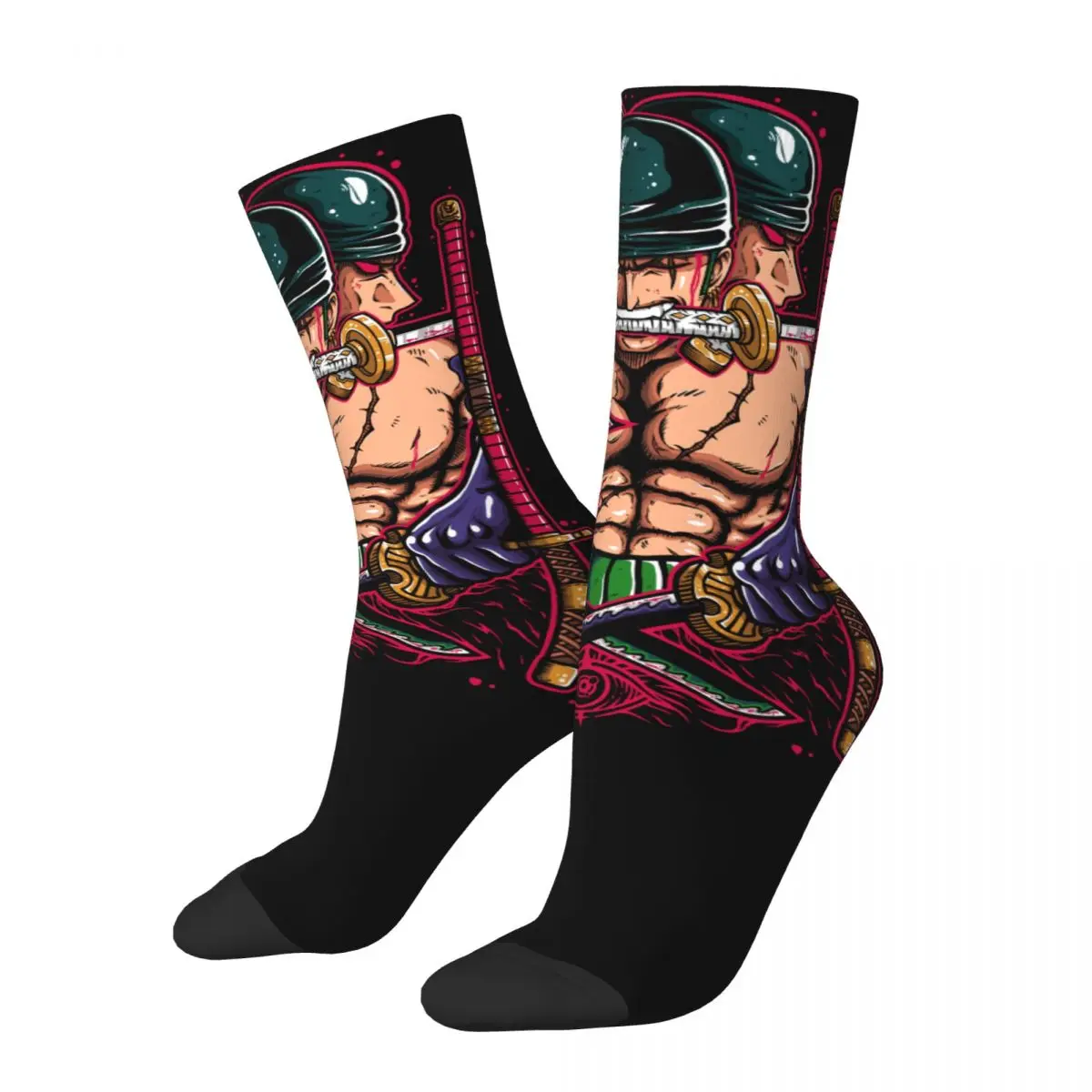 

Roronoa Zoro Asura Nine Sword Style Socks Merch All Season Anime Swordsman Comfortable Long Socks Sweat Absorbing