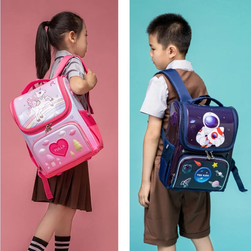 British Style New Girls Boys Students Cartoon Mermaid Unicorn Schoolbags Children Fashion PVC Cute Dinosaur Backpacks for Travel