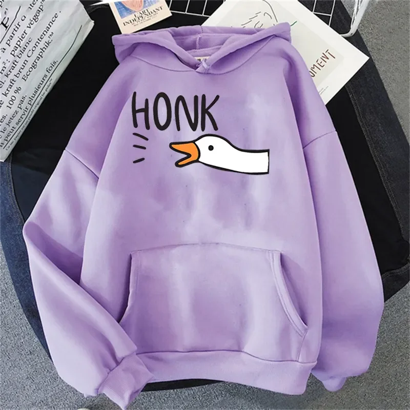 Фото Худи Honk с гусиным принтом, свободная толстовка, милый спортивный костюм, винтажная утка, хип-хоп, уличная одежда, Харадзюку, Мужская Женская толстовка, модная Милая Толстовка №2