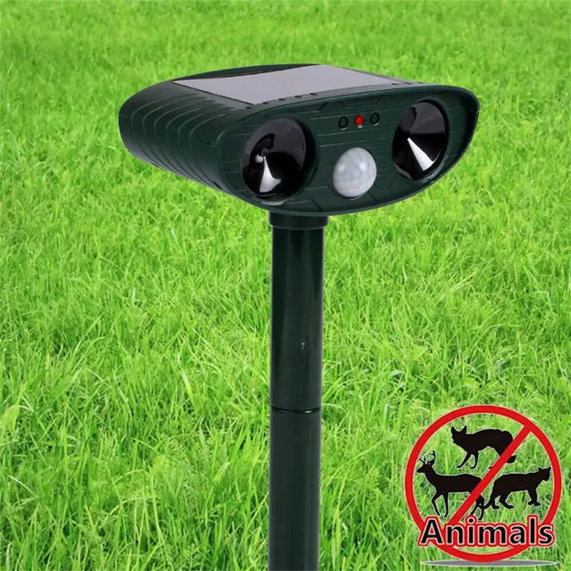Solar Animal Repellant Ultrasonic Cat Dog Repellant Solar Powered Waterproof Animal Deterrent with 3 Vertical Rod Safety 4