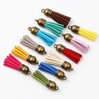 bronze tassel caps 38x11mm 10 50pcs colored suede faux leather tassel for key chain cellphone straps jewelry summer diy pendants