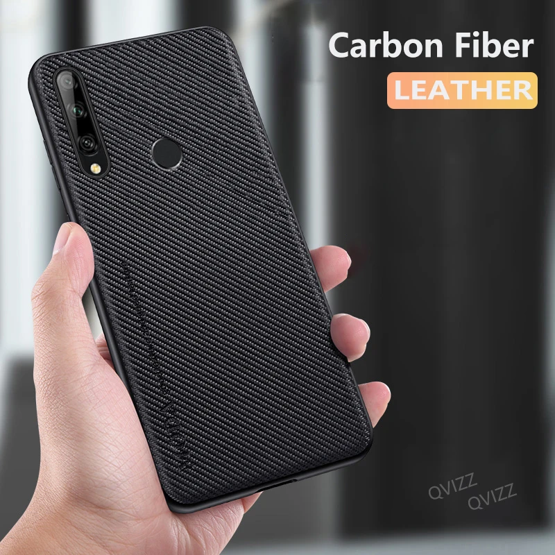 Luxury Leather Case for Huawei P Smart Z PSmartZ STK-LX1 Carbon Fiber Armor Shockproof Soft Edges Phone Cover HuaweiPSmartZ