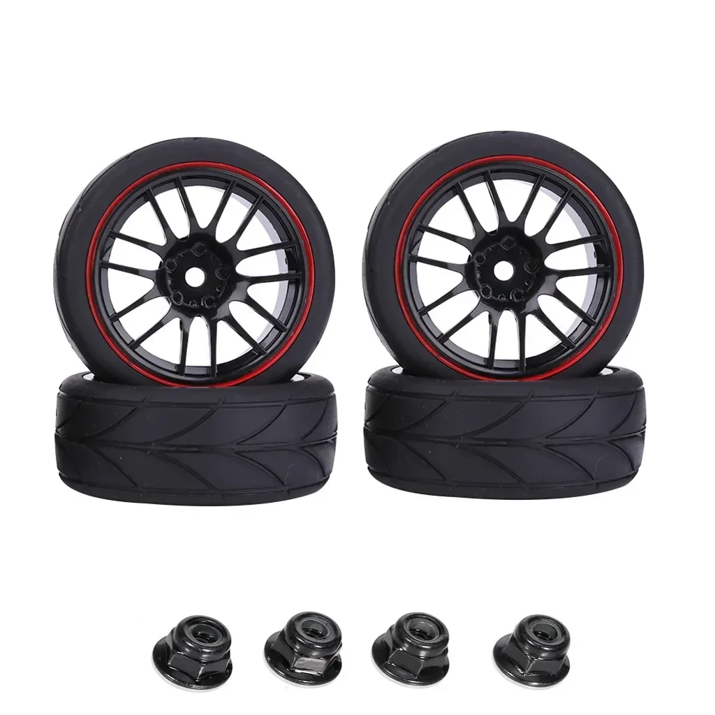 4PCS 65mm 1/10 On Road Tires &amp Wheels Rims 12mm Hex Hub for Redcat HPI Tamiya Exceed RC Touring Car HSP 144001 94123 94122 CS