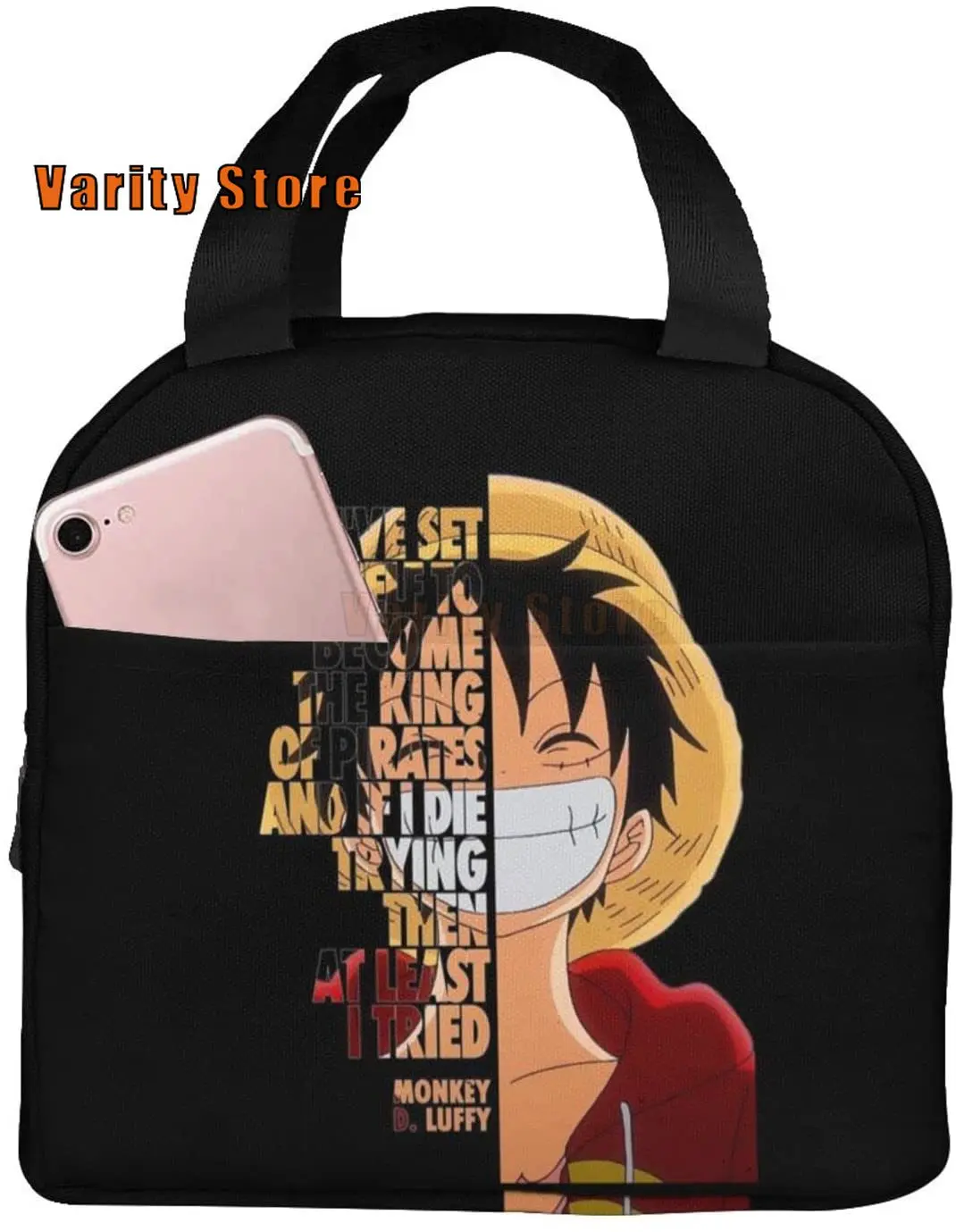 

Anime Lunch Bag Tote for Women Men , Insulated Reusable Lunch Box with Front Pocket for Work Hiking Picnic Travel (2)