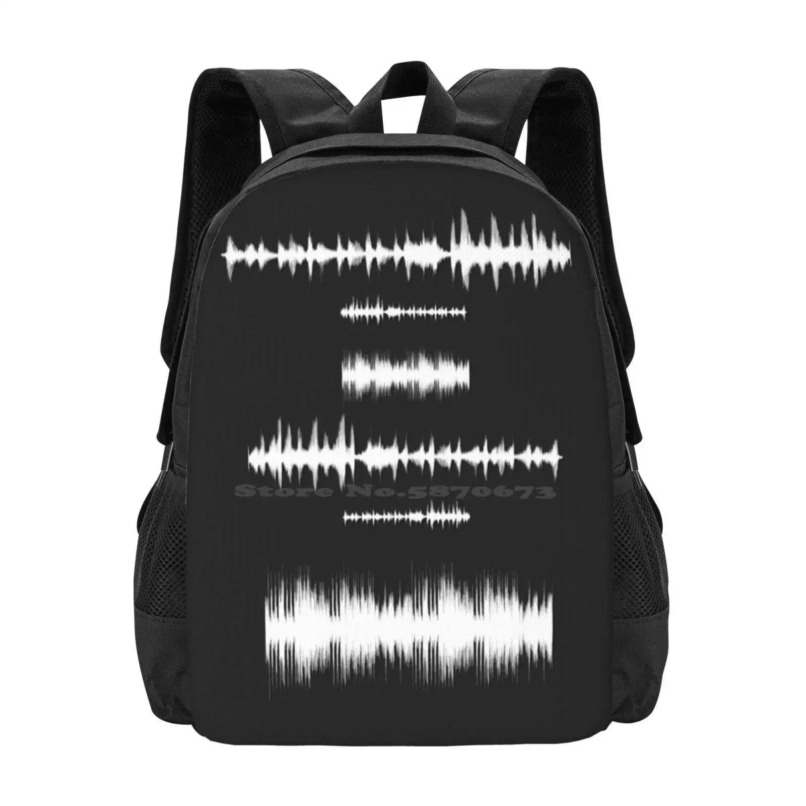 

Soundwave White Backpacks For School Teenagers Girls Travel Bags Producer Business Musician Instrument Sounds Listen Tune Dj