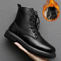 winter mens hiking boots waterproof snow boots plus velvet warm side lace up outdoor casual casual resistance men cotton shoes