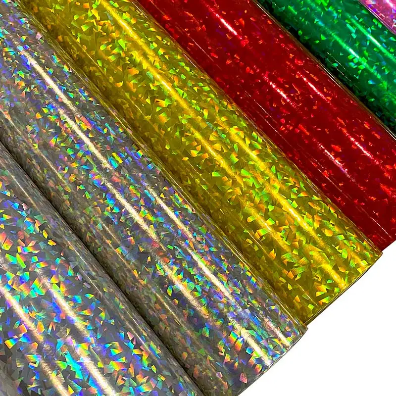 

Broken Glass Printed Holographic Metallic Laser Soft PU Smooth Faux Leather Fabric for Making Shoe/Bag/DIY Accessories 46*135cm