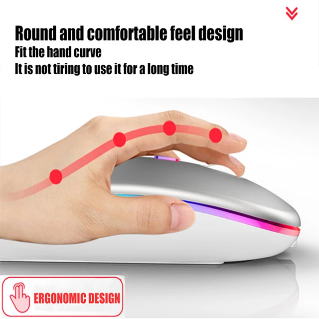 Wireless Mouse Gaming Mouse USB Rechargeable Bluetooth-compatible RGB Mice Silent Backlit Ergonomic Gaming Mouse for Laptop PC 5