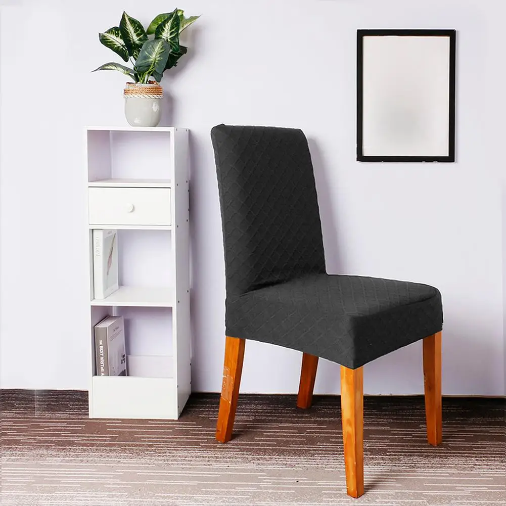 

1/4/6pcs Solid Color Diamond Check Print Spandex Elastic Chair Cover Polyester Fiber Seat Case Living Room Home Decor