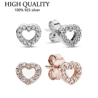 hot sale high quality 100 925 sterling silver flash set hollow earrings for women temperament luxury diy jewelry wedding gift