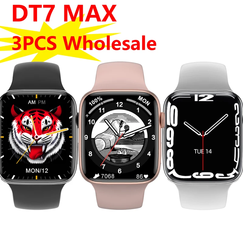 3 шт. оптовая продажа DT7 Max Smart Watch Series 7 GPS Track NFC Bluetooth Call Беспроводная зарядка SmartWatch с