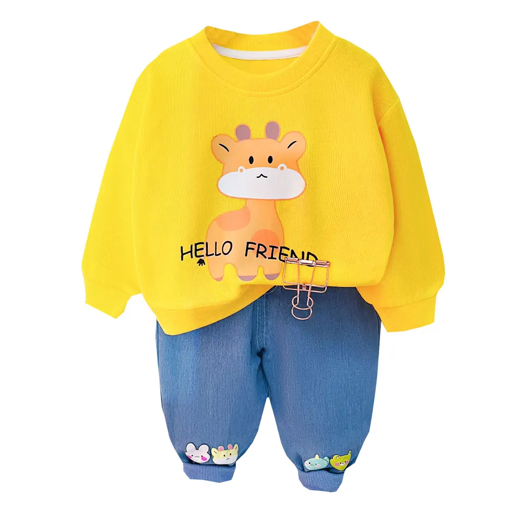 

2023 Spring Kids Clothing Sets Baby Boys T Shirt Jeans Cartoon Girls Sportswear Infant Clothes Outfits Children Casual Costume