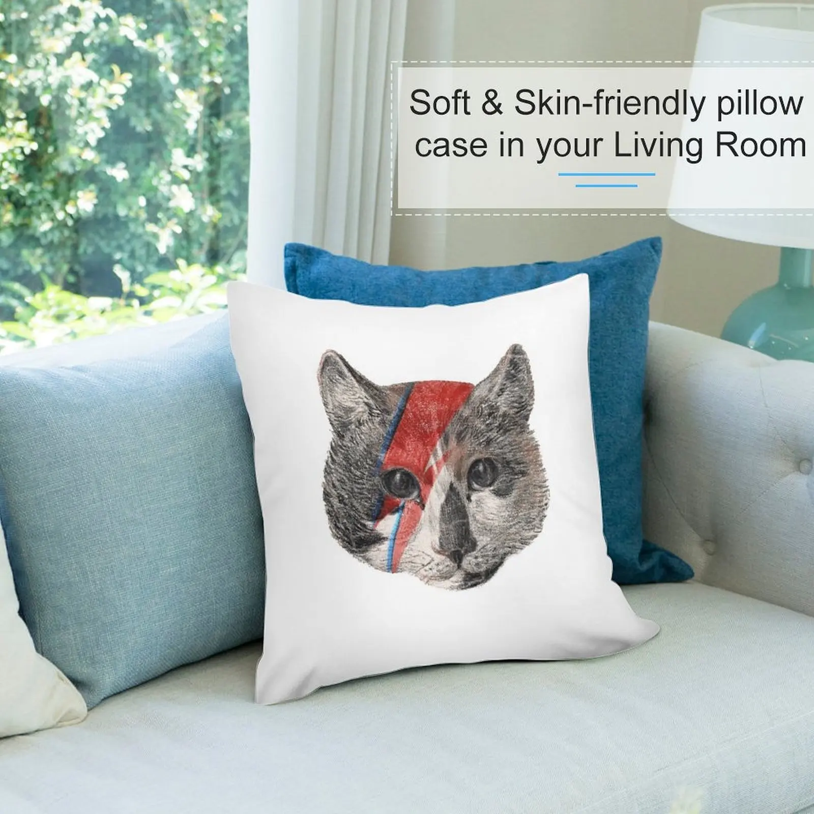 Декоративная подушка в виде кота Rock the Bowie рождественские наволочки декоративные