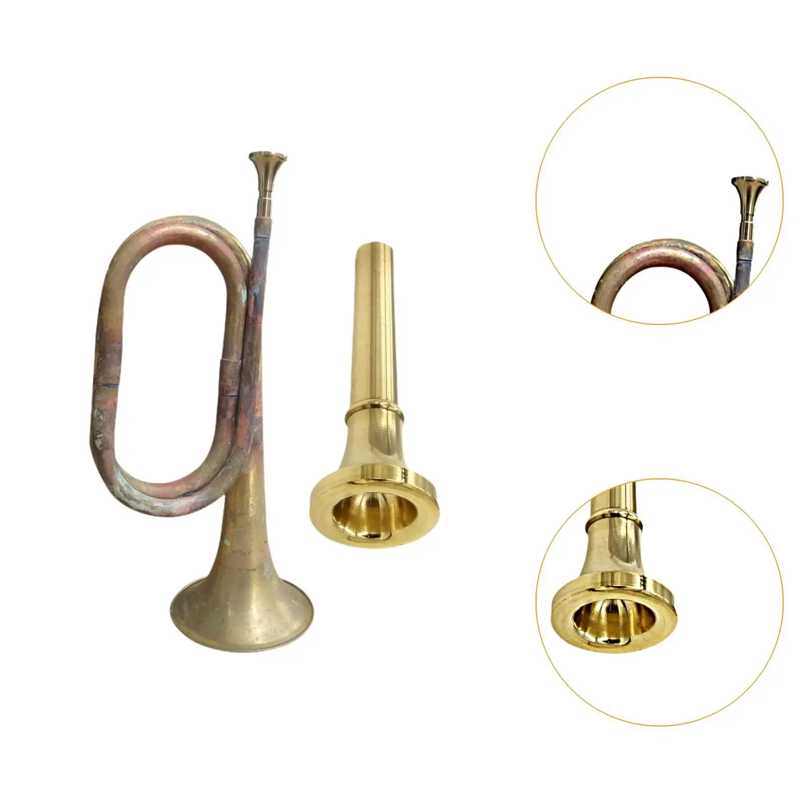 Blowing Bugle Cavalry Trumpet C Classic Mini Brass Instrument Marching for Stage Performance Adults Children Kids