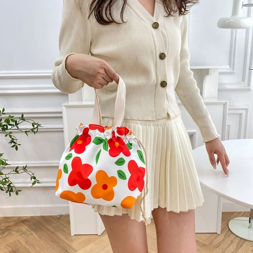 Милая Холщовая Сумка на шнурке с цветочным принтом