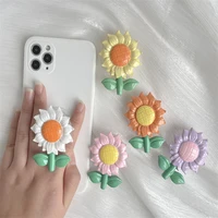 colorful 3d sunflower flower foldable stretch grip tok phone holder griptok finger ring socket talk holder for iphone xiaomi
