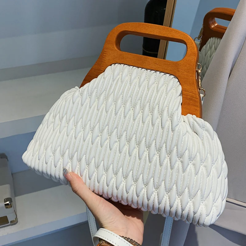 

Элегантная женская сумка-клатч с деревянной ручкой, зажим для пакетов