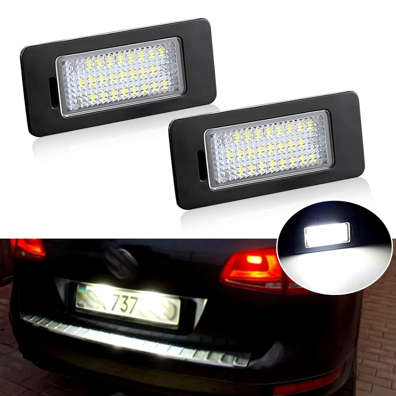 

2 шт., 12 В, автомобильная светодиодная лампа освещения номерного знака для Skoda Octavia 3, светодиодная лампа для VW Golf VI Variant Jetta Passat Touran Touareg