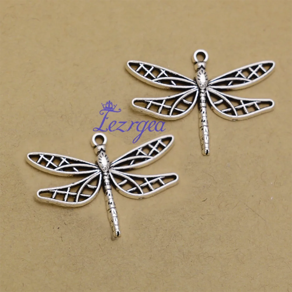 Винтажные подвески в виде стрекозы 20 шт./партия насекомых для браслетов ожерелий