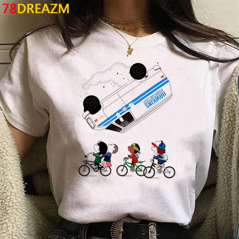 

Stranger Things Upside Down top tees clothes femme vintage white t shirt top tees