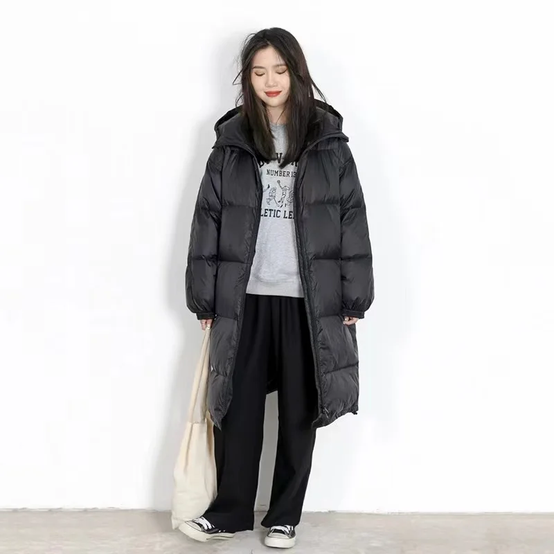 New 2023 Winter Oversized Vintage 90% Down Jackets Women's Clothing Winter Literary Hooded Long Parkas Coats Female Overcoats