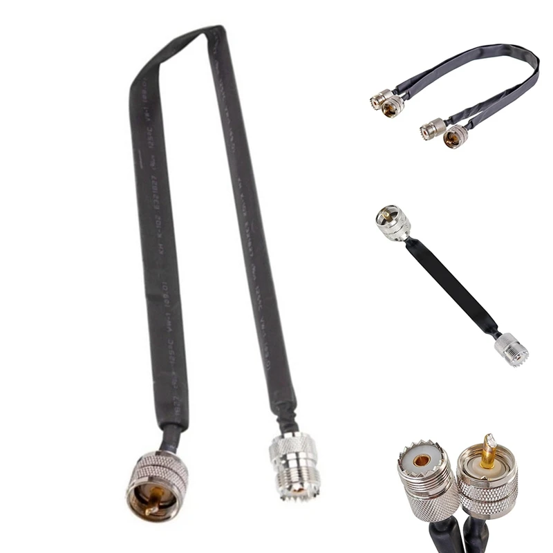 Window/Door Pass Through Flat RF Coaxial Cable SO239 UHF Female To UHF Female 50 Ohm RF Coax Pigtail Extension Cord