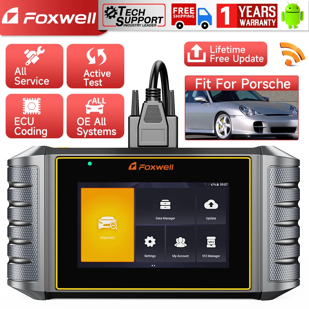 FOXWELL NT710 для Porsche двунаправленный сканер OBD2 автомобильный диагностический