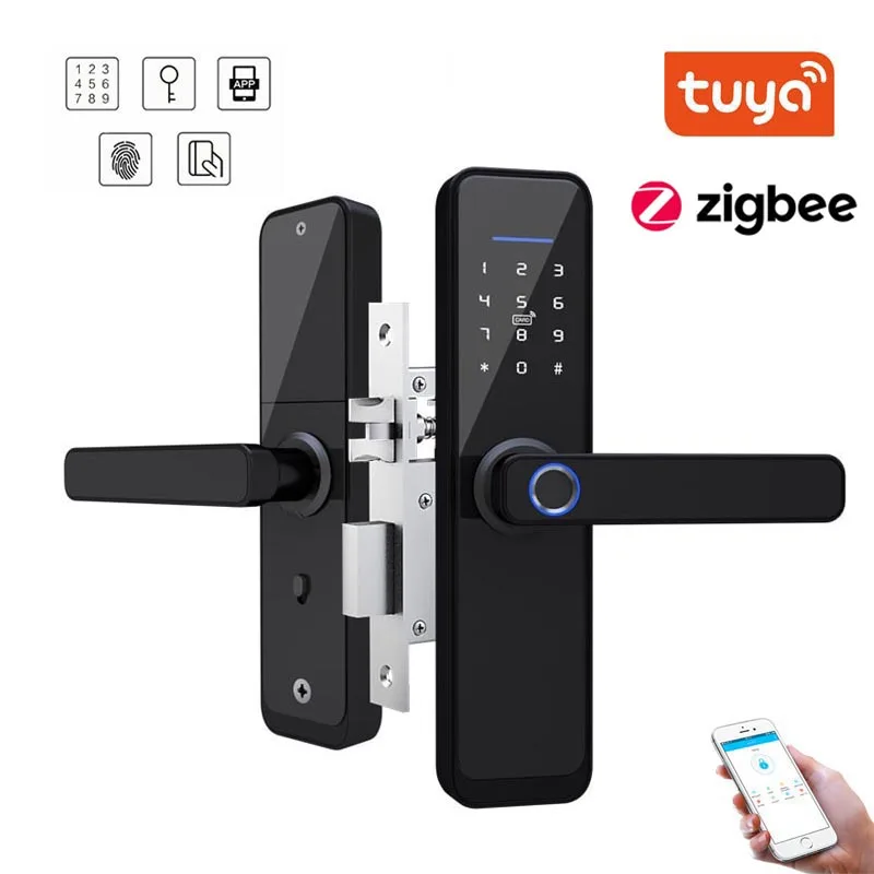 

Tuya Zigbee Door Locks Biometric Fingerprint Locker Hotel Airbnb Smart Entry Home Handle App Unlock Digital Intelligent Lock