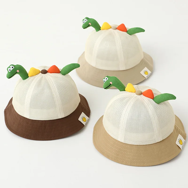 

Korean Children's Hat Summer Mesh Breathable Kawaii Dinosaur Baby Sun hat Visor Cap Outdoor Beach Hat Baby Girls Sun Hats