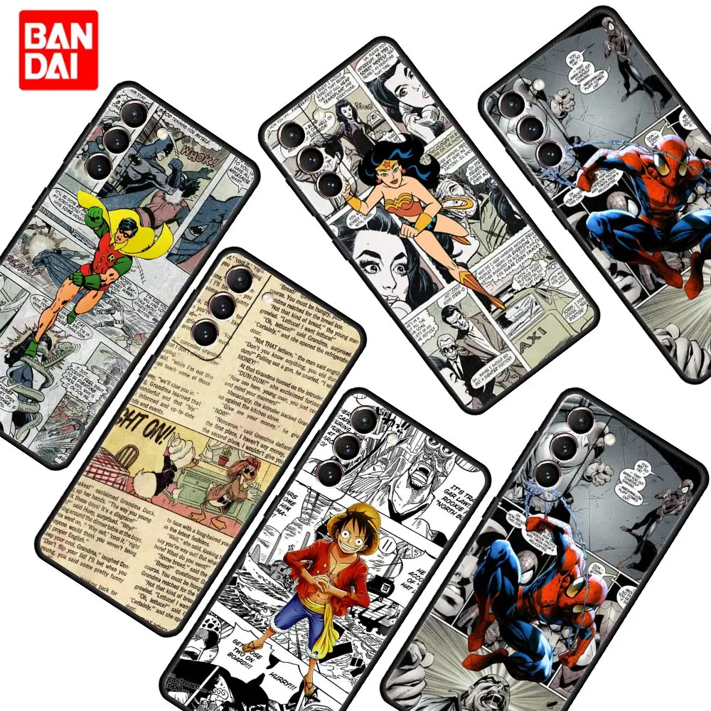

Cartoon Comics Newspaper Case for Samsung Galaxy A12 A52 S20 FE A51 A50 S21 A21s Ultra Casing Cover Fashion Black Shell Silicone