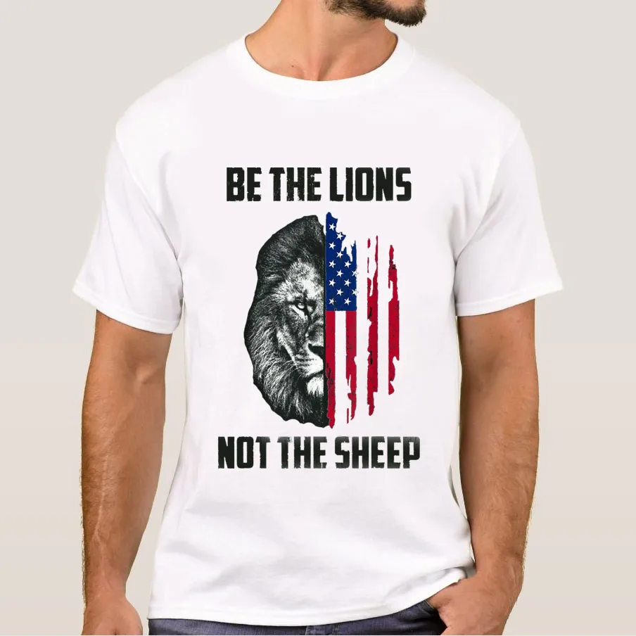 Полностью хлопковая повседневная футболка Be The Lion Not Sheep Патриотический Лев