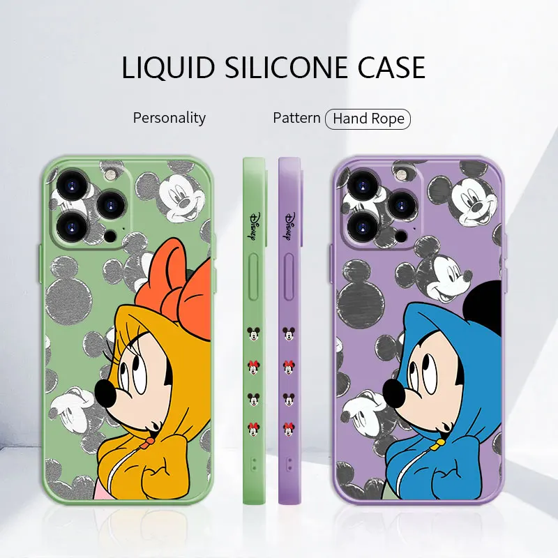 

Street Style Mickey Minnie Candy Color Silicone Case For iPhone 13 12 11 Pro Max Mini X XR XS Max 7 8 6 6s Plus SE Liquid Cover