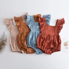 Menoeaкомбинезоны для новорожденных девочек; Летние хлопковые комбинезоны с рукавами-крылышками для новорожденных; Одежда для малышей; Милый комбинезон