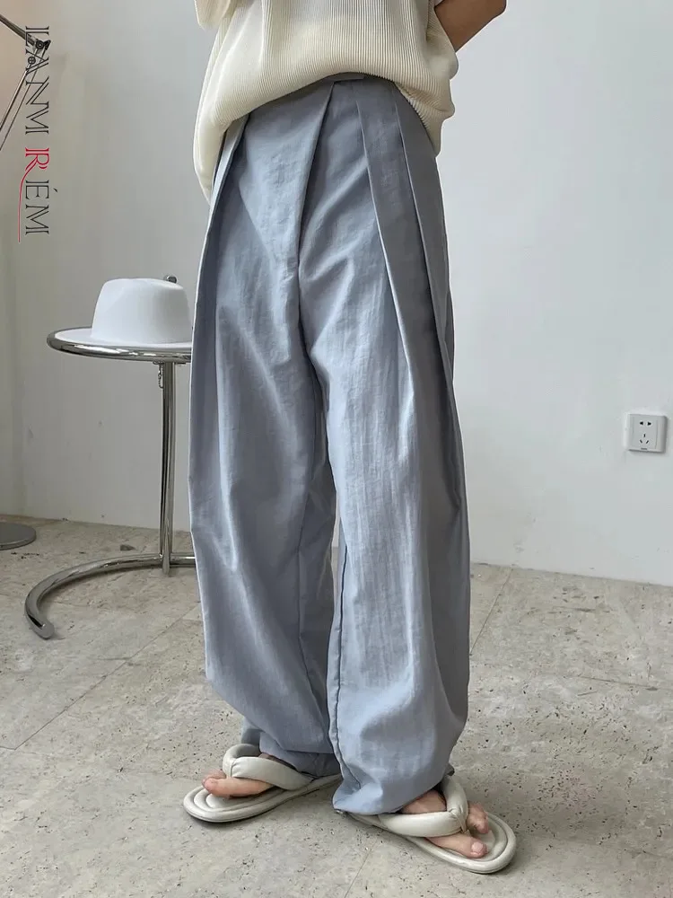 

Женские широкие брюки LANMREM, однотонные плиссированные штаны с высокой талией, повседневные свободные брюки, Офисная Женская одежда, Новинка осени 2023, 26D1071