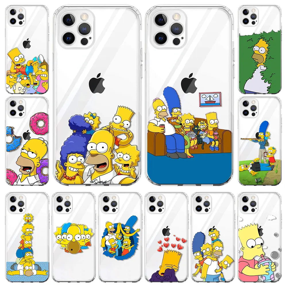 

Phone Case for iPhone 13 11 12 Pro XS Max XR X 8 7 6 6s Plus SE Cover Transparent Coque Silicone Clear Funda Homer Simp Sons
