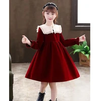 winter girl fleece dress red black long seelve preppy style kids dresses for girls 3 14 years children girl clothing vestidos 12